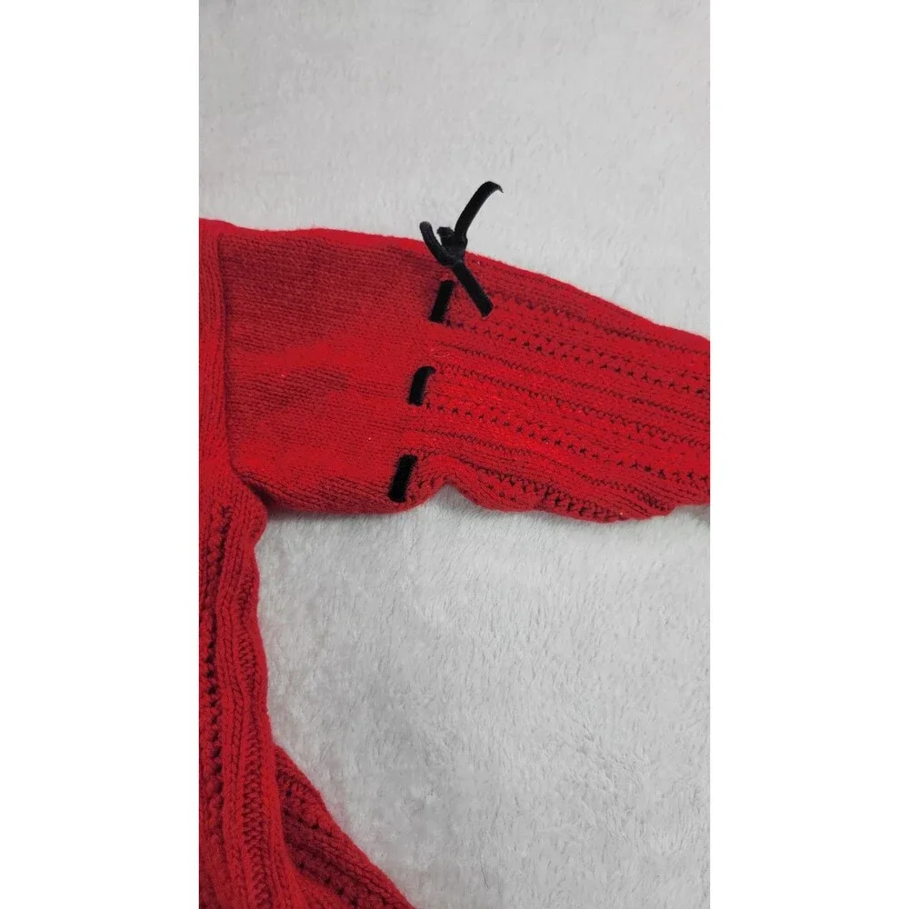 Vintage Scottish Terrier Dog Sweater Red Black Ribbon Bows Appliques 18 Months